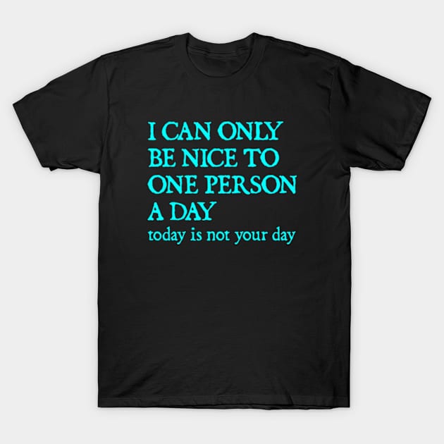 I Can Only Be Nice To One Person A Day. Today Is Not Your Day. T-Shirt by  hal mafhoum?